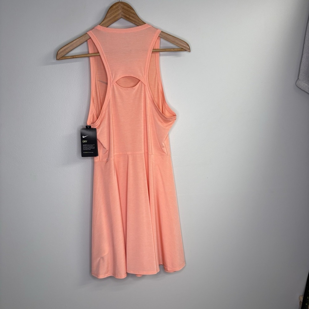 Nike Womens Tennis Dress Medium Salmon Pink Sleeveless Advantage Slim Semi Sheer - Picture 12 of 13